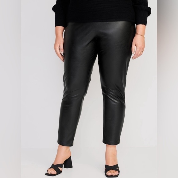 NWT! Black Extra High-Waisted Faux Leather Pants for Women - Size 8 TALL💛 - Picture 7 of 10